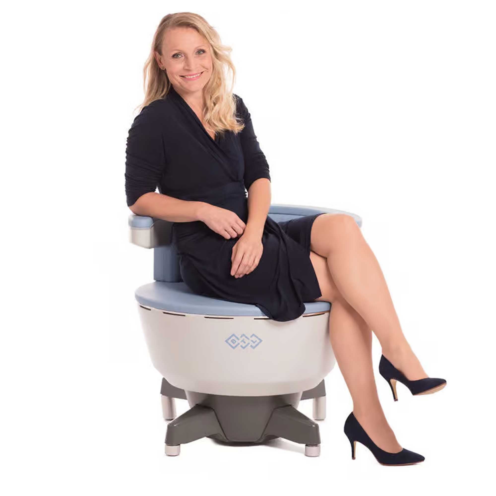 woman sat on an Emstella Chair | Incontinence Uxbridge | Chiltern Private